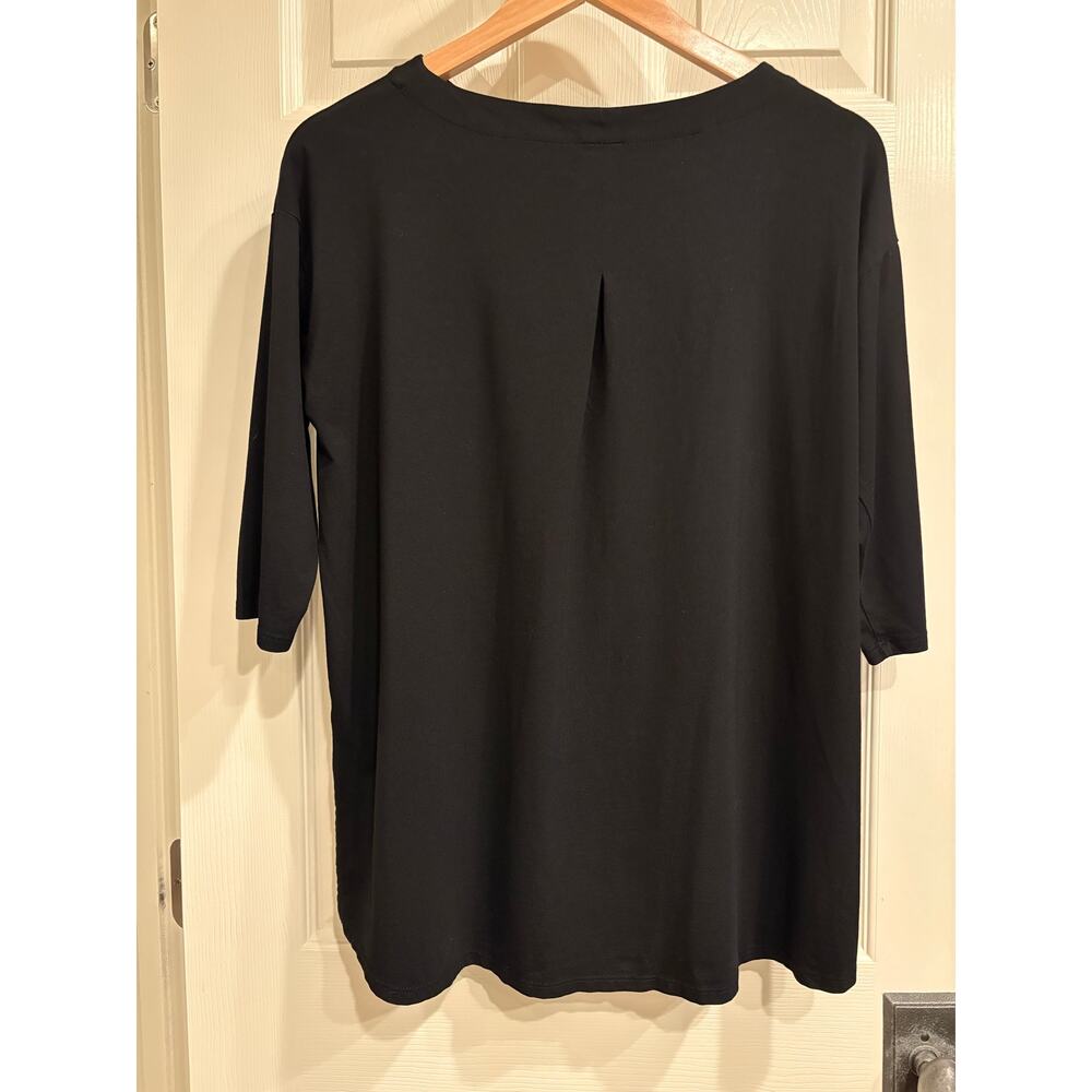 J. JILL Black Luxe Supima Pleated Back Tunic Top Size M / L Pima Cotton Casual - Picture 3 of 5